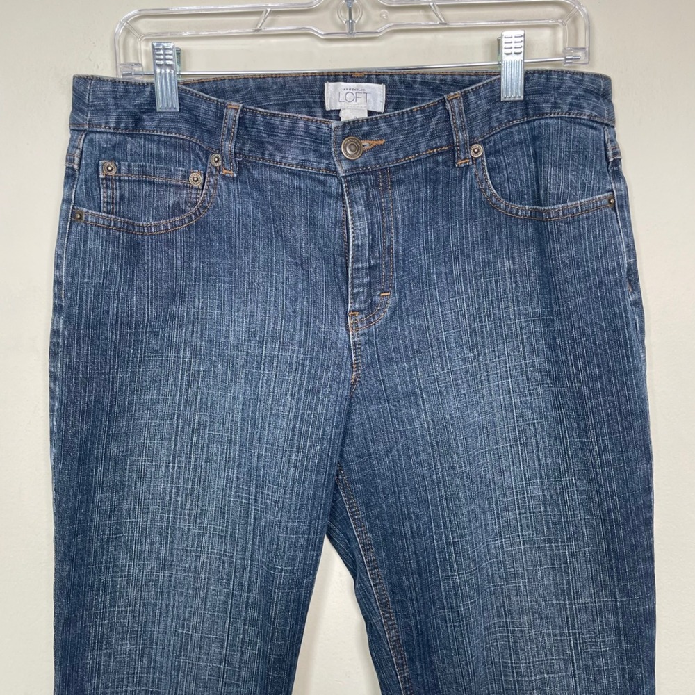 Vtg Ann Taylor Loft Boot Leg Jeans Womens 8 Low Rise Y2K Pin Striping - Picture 2 of 9
